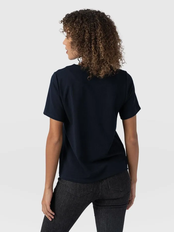 Saint And Sofia TShirts and Tanks Women Keller Zip Up Tee 8211 Navy Navy