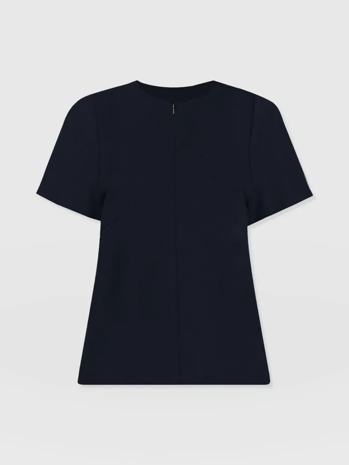 Saint And Sofia TShirts and Tanks Women Keller Zip Up Tee 8211 Navy Navy