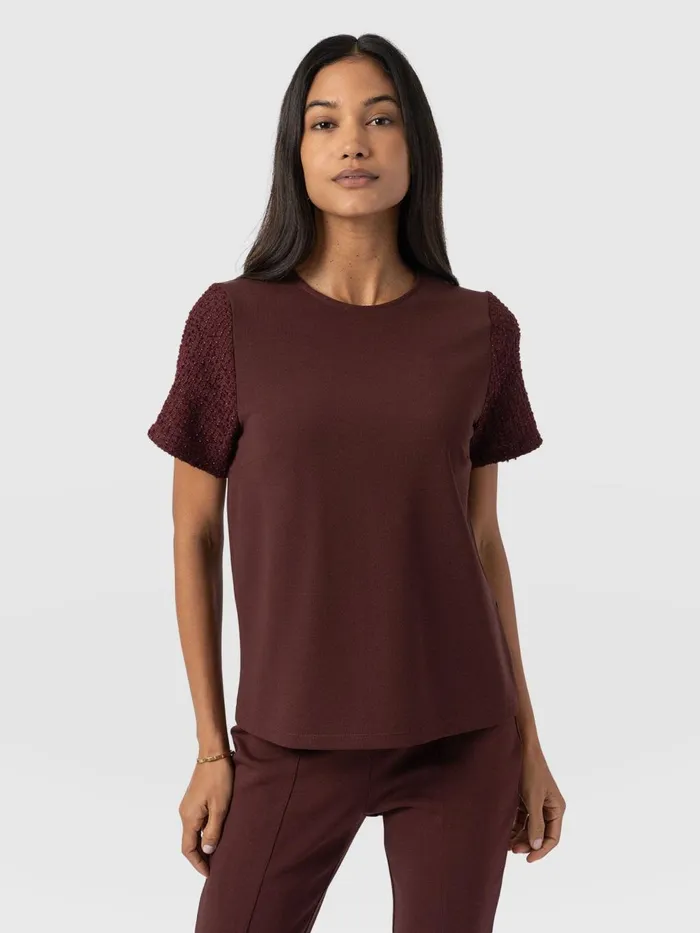 Saint And Sofia TShirts and Tanks Women Taylor Rayner Contrast Tee 8211 Maroon Maroon