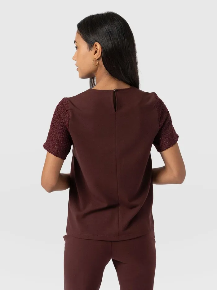 Saint And Sofia TShirts and Tanks Women Taylor Rayner Contrast Tee 8211 Maroon Maroon