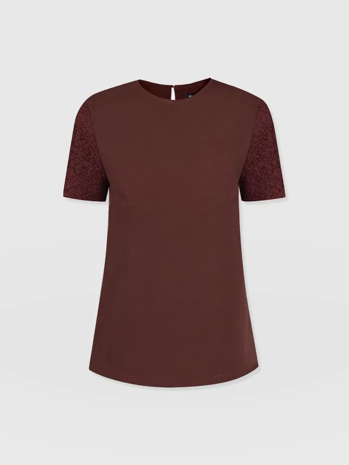 Saint And Sofia TShirts and Tanks Women Taylor Rayner Contrast Tee 8211 Maroon Maroon