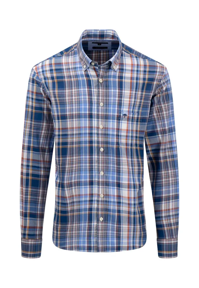 Sale Men FYNCHHATTON Casual Cotton Shirt With A Caroma Pattern Orient Redimpalacrystal Blue Sale Men FYNCHHATTON Casual Cotton Shirt With A Caroma Pattern Orient Redimpalacrystal Blue