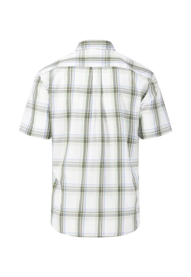 Sale Men FYNCHHATTON Checkered Short arm Cotton Shirt With Wide Stripes Navydusty Olive Sale Men FYNCHHATTON Checkered Short arm Cotton Shirt With Wide Stripes Navydusty Olive