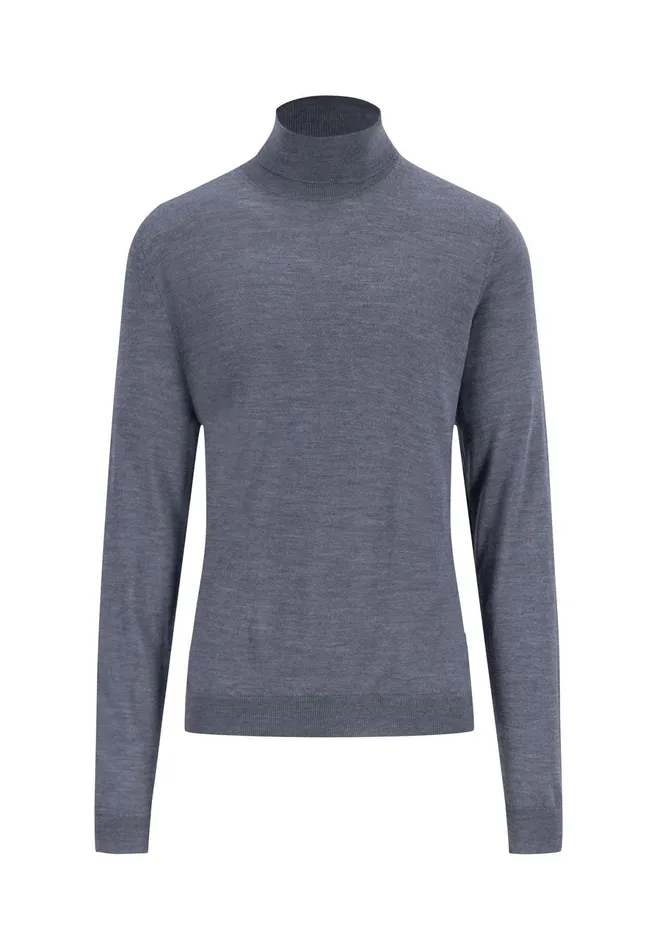 Sale Men FYNCHHATTON Merino Wool Knit Sweater Steelblackwalnut Brownnavy