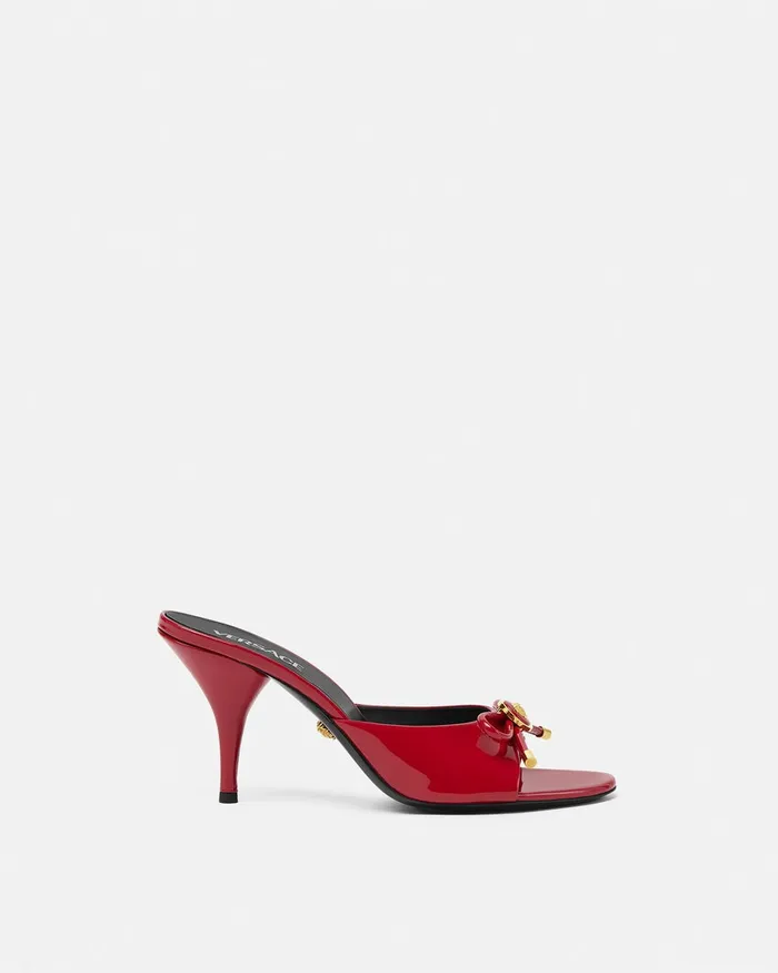 Sandals Women Versace Opera Bow Patent Mules 85 Mm Red
