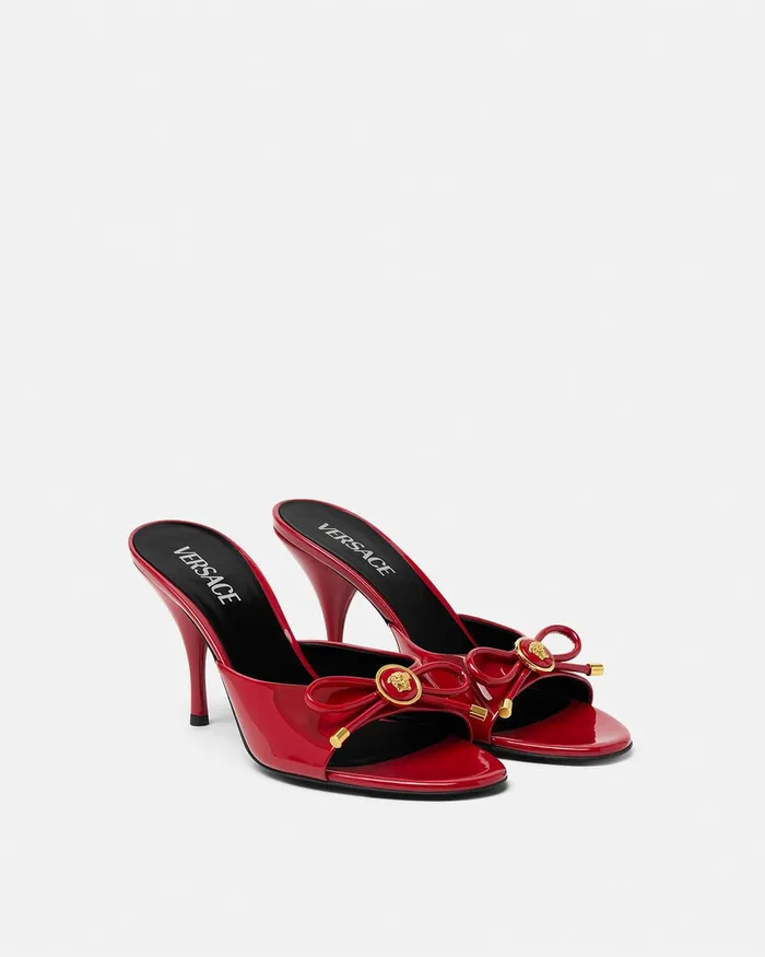 Sandals Women Versace Opera Bow Patent Mules 85 Mm Red
