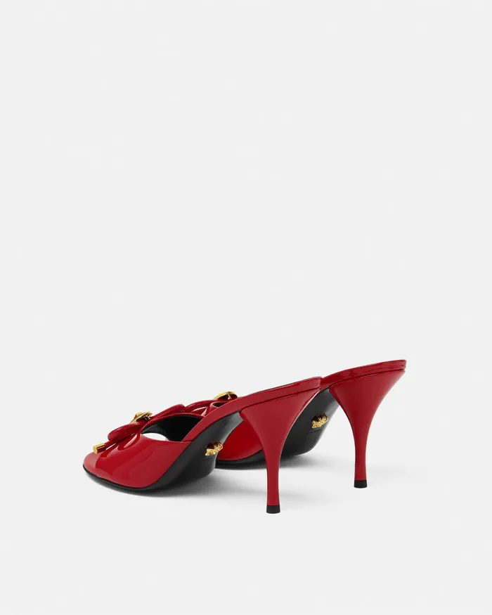 Sandals Women Versace Opera Bow Patent Mules 85 Mm Red