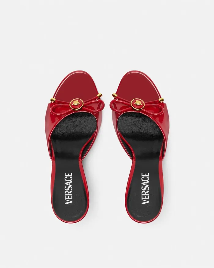 Sandals Women Versace Opera Bow Patent Mules 85 Mm Red