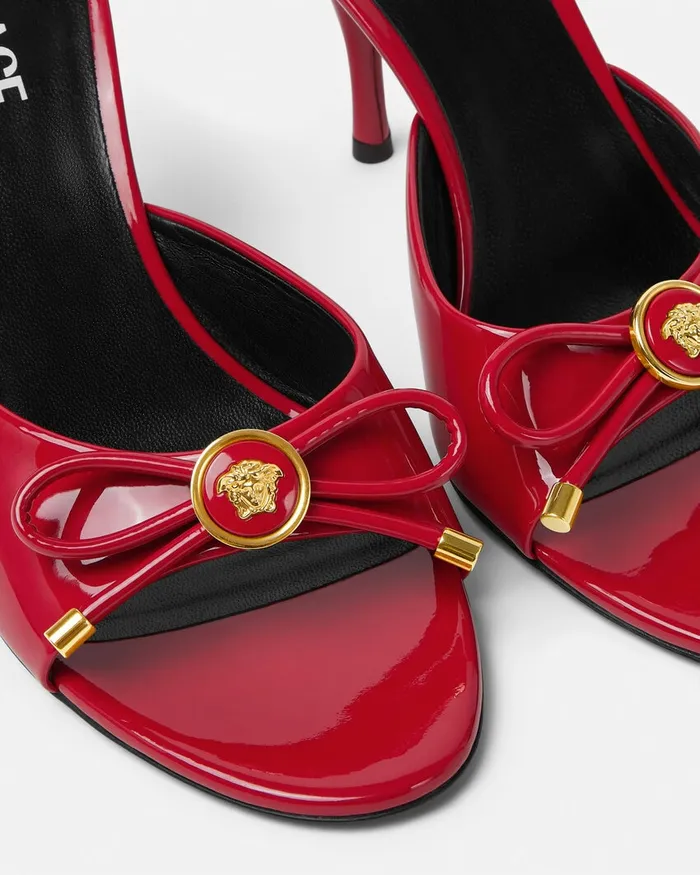 Sandals Women Versace Opera Bow Patent Mules 85 Mm Red