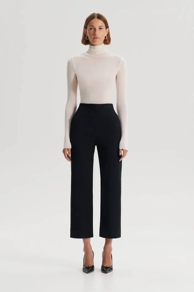 SATEEN CROPPED WIDE LEG TROUSER BLACK Trousers Scanlan Theodore Women