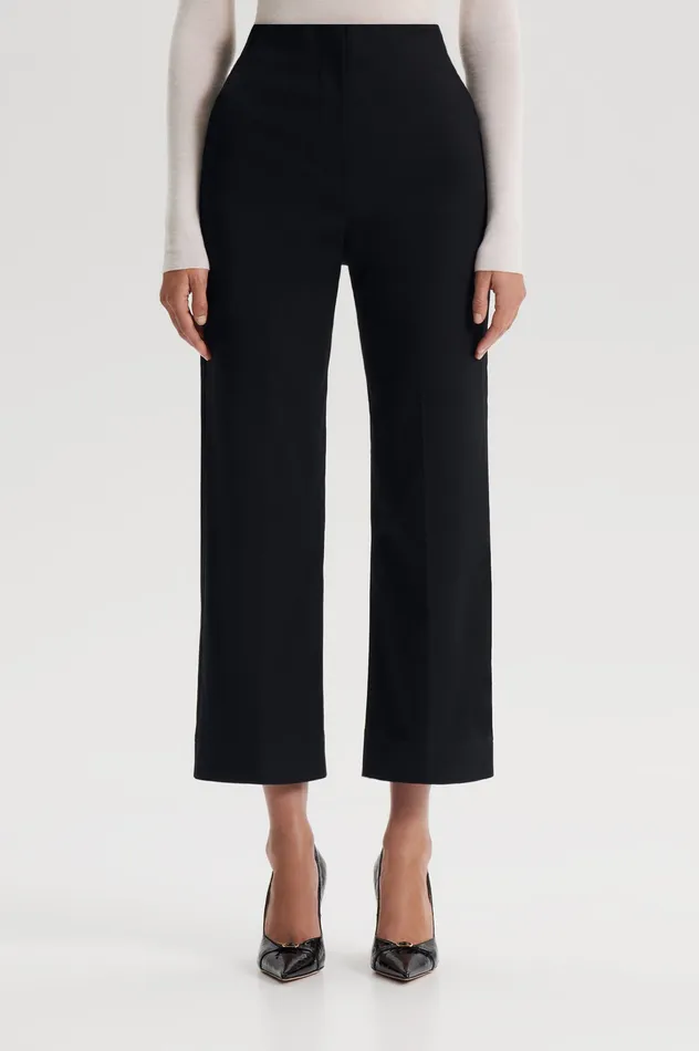 SATEEN CROPPED WIDE LEG TROUSER BLACK Trousers Scanlan Theodore Women SATEEN CROPPED WIDE LEG TROUSER BLACK Trousers Scanlan Theodore Women