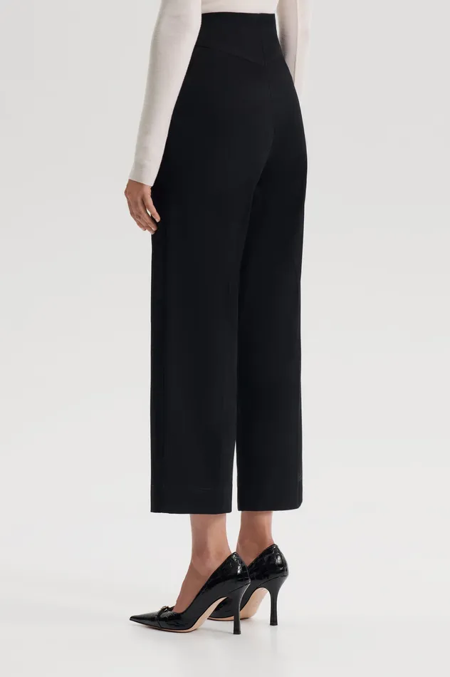 SATEEN CROPPED WIDE LEG TROUSER BLACK Trousers Scanlan Theodore Women SATEEN CROPPED WIDE LEG TROUSER BLACK Trousers Scanlan Theodore Women