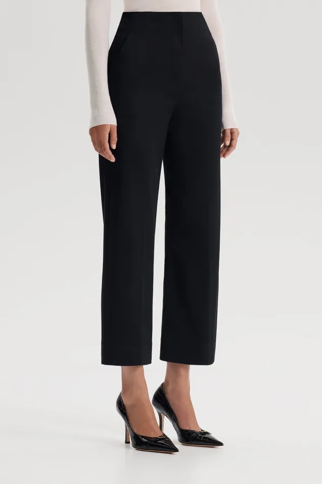 SATEEN CROPPED WIDE LEG TROUSER BLACK Trousers Scanlan Theodore Women SATEEN CROPPED WIDE LEG TROUSER BLACK Trousers Scanlan Theodore Women