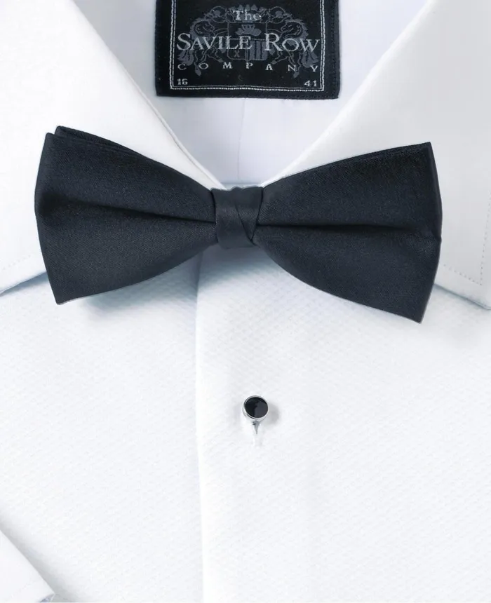 Savile Row Company Black Ready Tied Silk Bow Tie Black Men Bow Ties