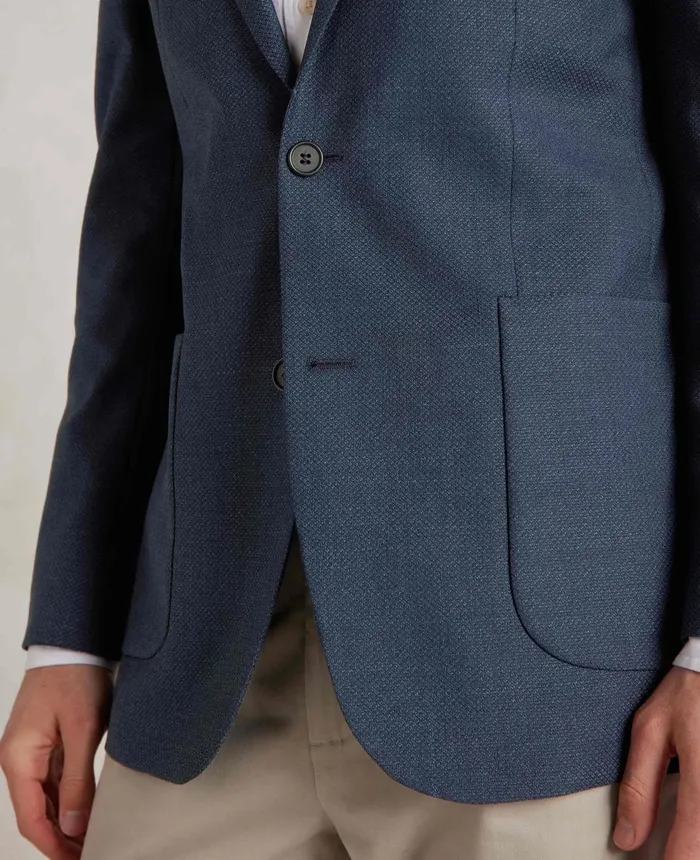 Savile Row Company Blue WoolBlend Micro Pattern Patch Pocket Jacket Men Blazers And Jackets Savile Row Company Blue WoolBlend Micro Pattern Patch Pocket Jacket Men Blazers And Jackets