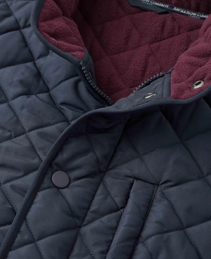 Savile Row Company Navy Quilted Jacket Men Outerwear