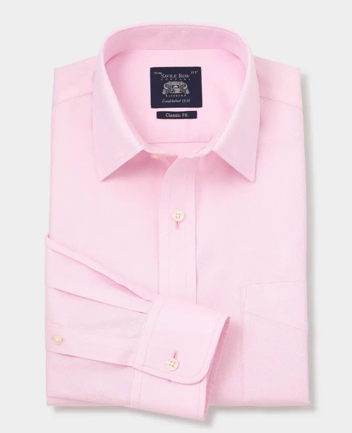Savile Row Company Pink Cotton Classic Fit NonIron Shirt 8211 Single Cuff Pink Men Formal Shirts