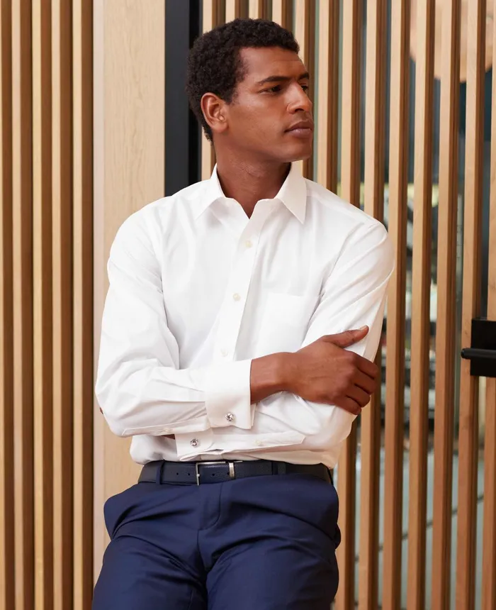 Savile Row Company White Pinpoint Cotton Classic Fit NonIron Shirt 8211 Double Cuff Men Formal Shirts Savile Row Company White Pinpoint Cotton Classic Fit NonIron Shirt 8211 Double Cuff Men Formal Shirts