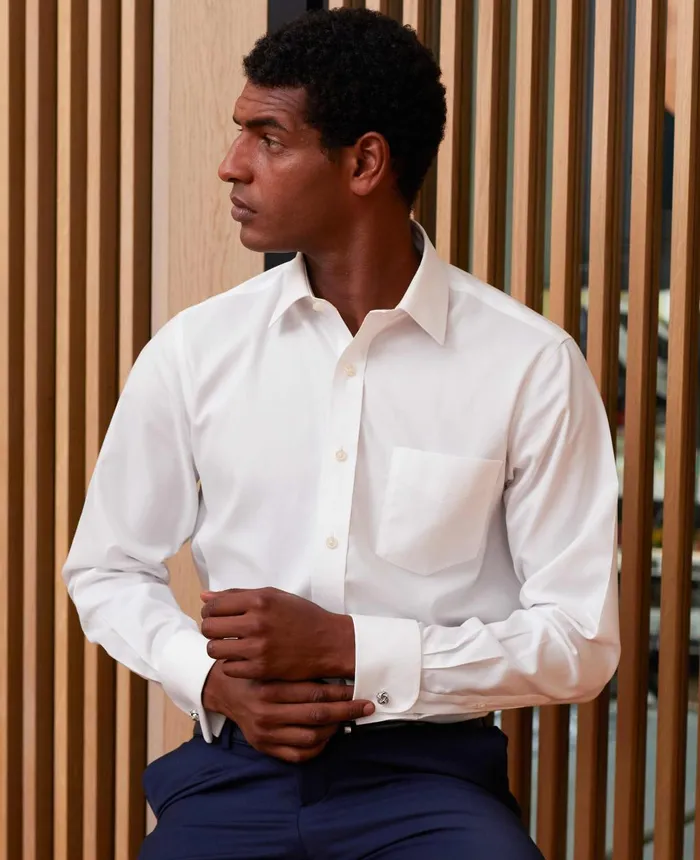 Savile Row Company White Pinpoint Cotton Classic Fit NonIron Shirt 8211 Double Cuff Men Formal Shirts Savile Row Company White Pinpoint Cotton Classic Fit NonIron Shirt 8211 Double Cuff Men Formal Shirts