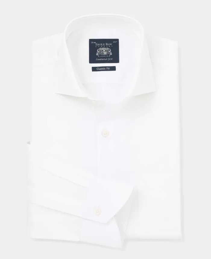 Savile Row Company White Poplin Classic Fit Formal Shirt 8211 Single Cuff White Men Formal Shirts