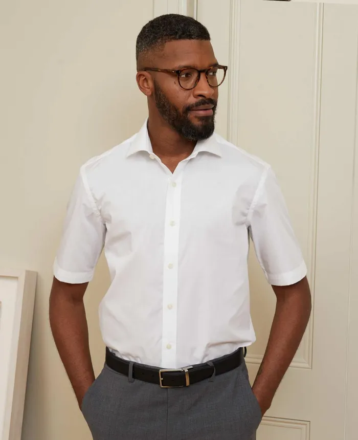 Savile Row Company White Slim Fit Short Sleeve Shirt Men Short Sleeve Shirts Savile Row Company White Slim Fit Short Sleeve Shirt Men Short Sleeve Shirts