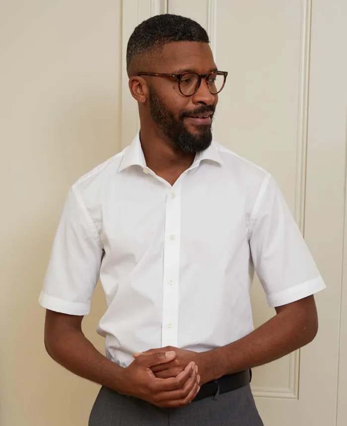 Savile Row Company White Slim Fit Short Sleeve Shirt Men Short Sleeve Shirts Savile Row Company White Slim Fit Short Sleeve Shirt Men Short Sleeve Shirts