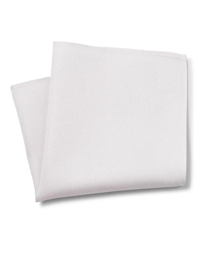 Savile Row Company White Wide Herringbone Silk Pocket Square Men Pocket Squares