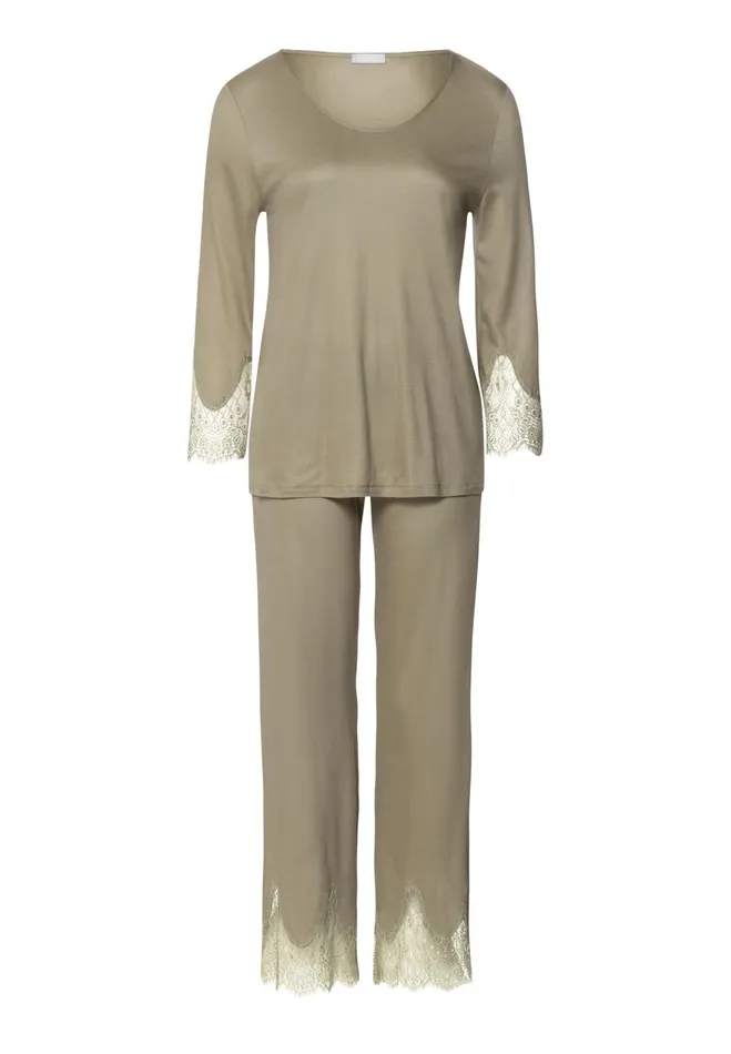 Scalloped Lace Tencel Pajama Set Silver Sage Women HANRO Pajama Sets