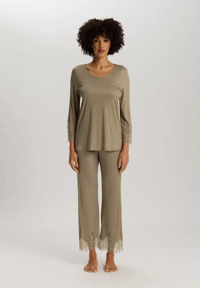 Scalloped Lace Tencel Pajama Set Silver Sage Women HANRO Pajama Sets