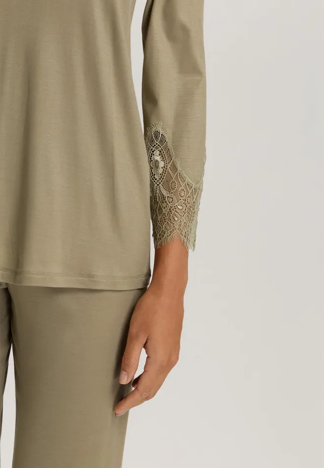 Scalloped Lace Tencel Pajama Set Silver Sage Women HANRO Pajama Sets