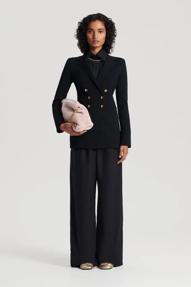 Scanlan Theodore CREPE KNIT GOLD BUTTON JACKET BLACK Women Jackets