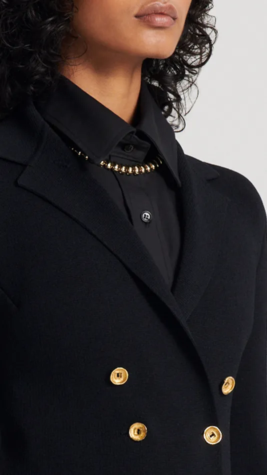 Scanlan Theodore CREPE KNIT GOLD BUTTON JACKET BLACK Women Jackets Scanlan Theodore CREPE KNIT GOLD BUTTON JACKET BLACK Women Jackets