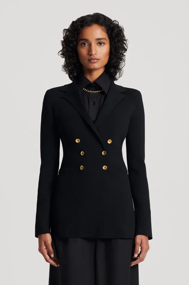 Scanlan Theodore CREPE KNIT GOLD BUTTON JACKET BLACK Women Jackets Scanlan Theodore CREPE KNIT GOLD BUTTON JACKET BLACK Women Jackets