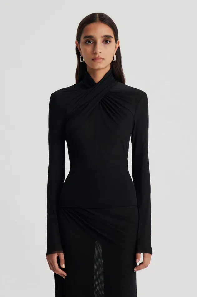 Scanlan Theodore MESH TURBAN TWIST TOP BLACK Women Tops