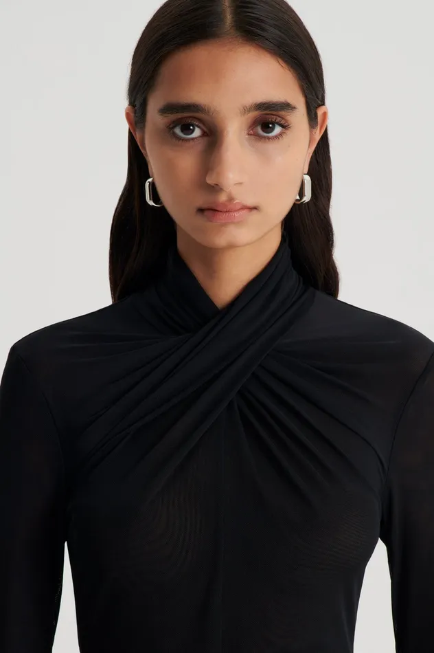 Scanlan Theodore MESH TURBAN TWIST TOP BLACK Women Tops