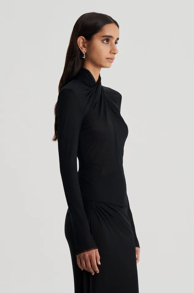 Scanlan Theodore MESH TURBAN TWIST TOP BLACK Women Tops