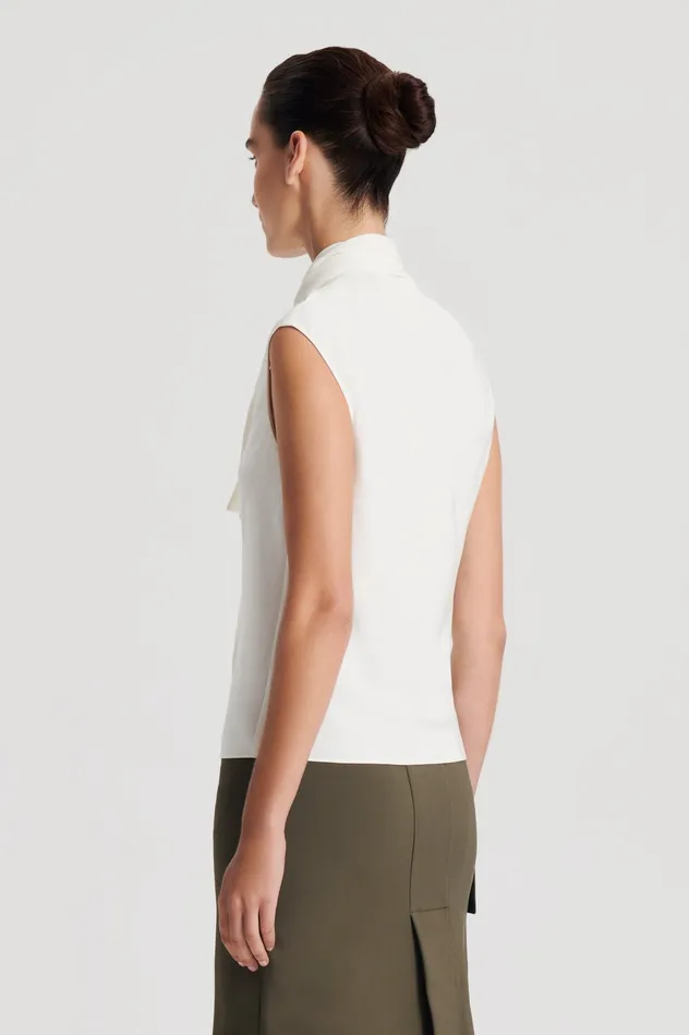 Scanlan Theodore SILK CRAVAT TANK CREME Women Tops Scanlan Theodore SILK CRAVAT TANK CREME Women Tops