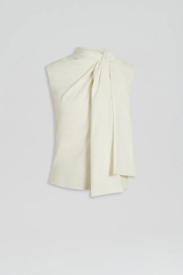 Scanlan Theodore SILK CRAVAT TANK CREME Women Tops Scanlan Theodore SILK CRAVAT TANK CREME Women Tops