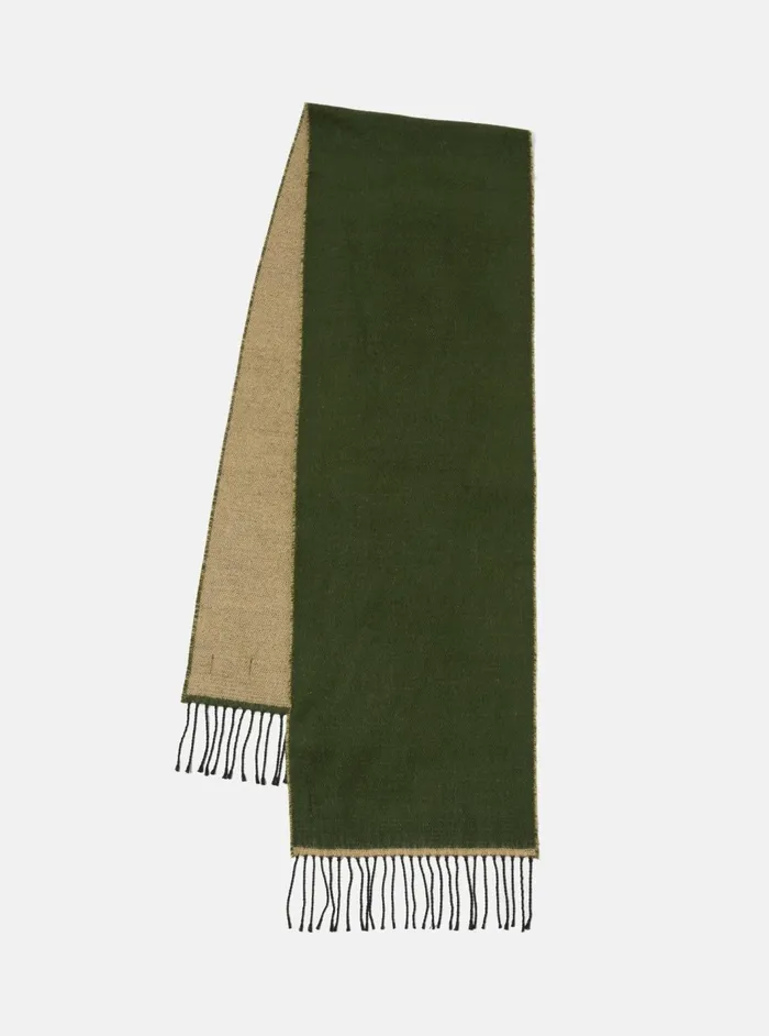 Scarf In OliveBeige Double Sided Men Universal Works Scarves