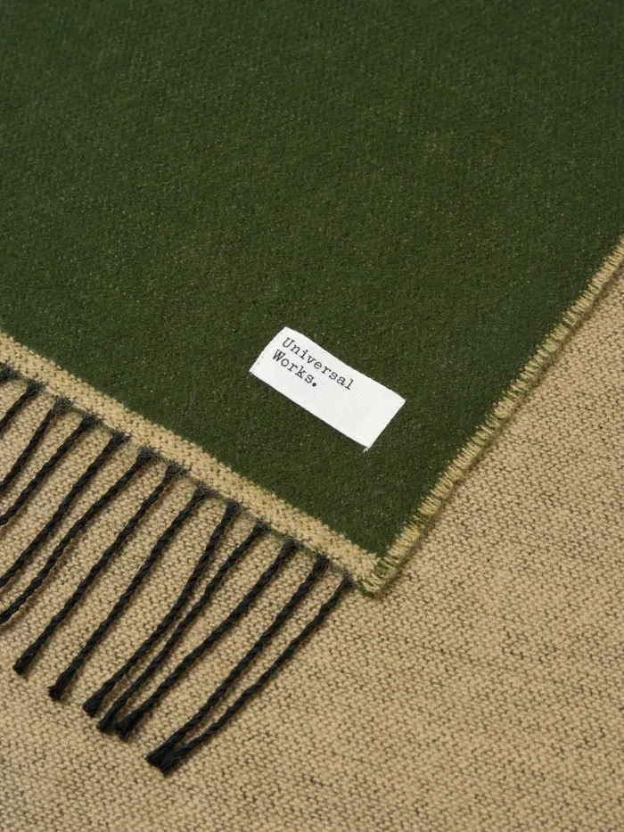 Scarf In OliveBeige Double Sided Men Universal Works Scarves