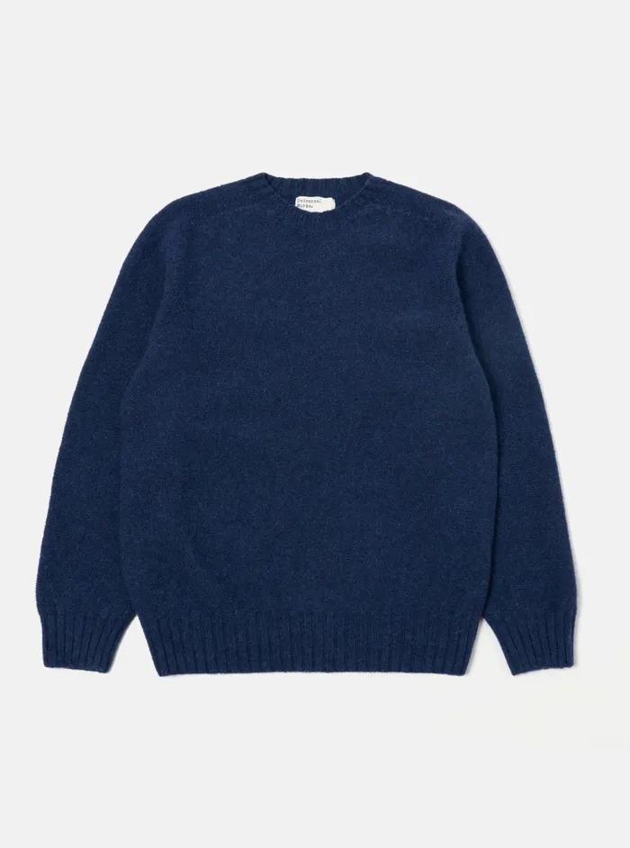 Seamless Crew In Indigo Supersoft Knit Men Universal Works Knitwear