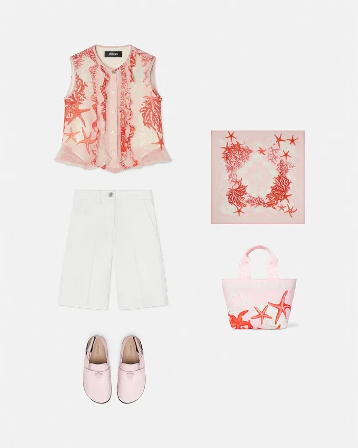 Shirts and Tshirts Kids Versace Barocco Sea Top Coral