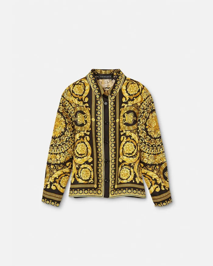 Shirts and Tshirts Kids Versace Barocco Silk Shirt Blackprint