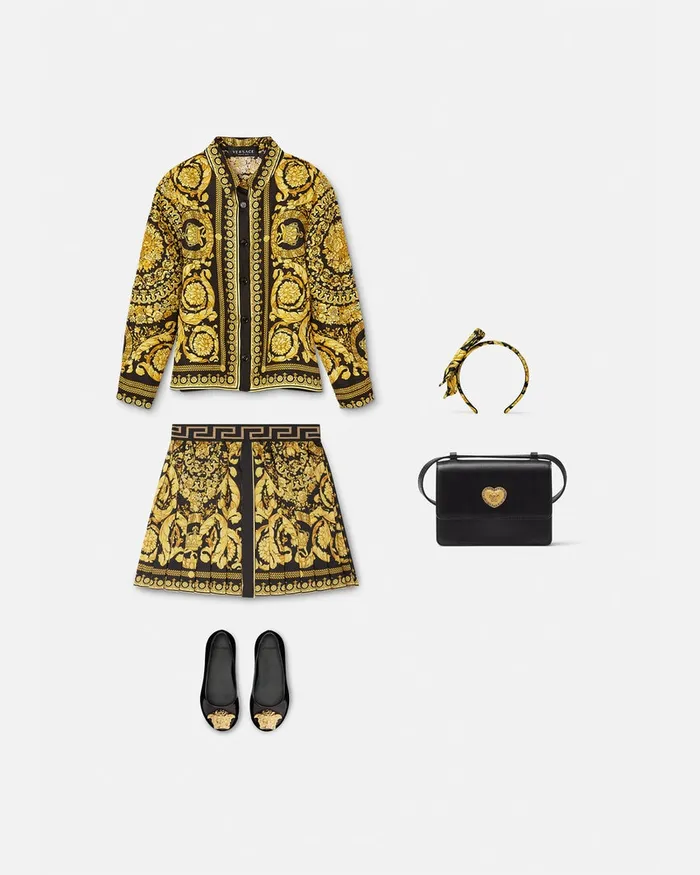 Shirts and Tshirts Kids Versace Barocco Silk Shirt Blackprint