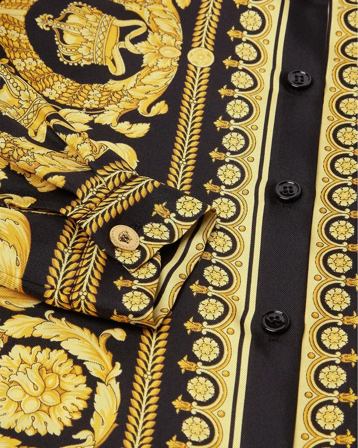 Shirts and Tshirts Kids Versace Barocco Silk Shirt Blackprint