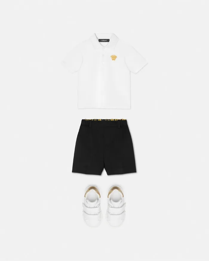Shirts and Tshirts Kids Versace Embroidered Medusa Baby Polo Shirt Whiteprint