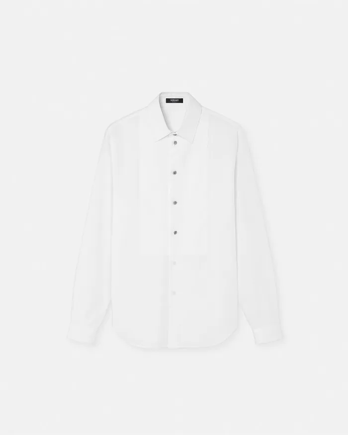 Shirts and Tops WomenMen Versace CrystalButtoned Piqu Formal Shirt White