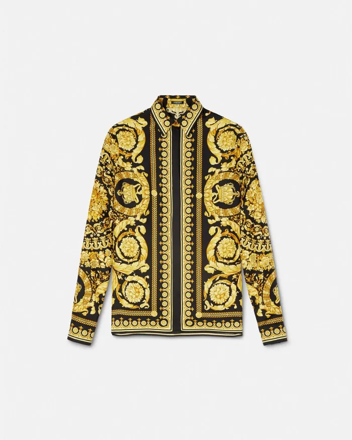 Shirts and Tops Women Versace Barocco Silk Shirt Blackprint