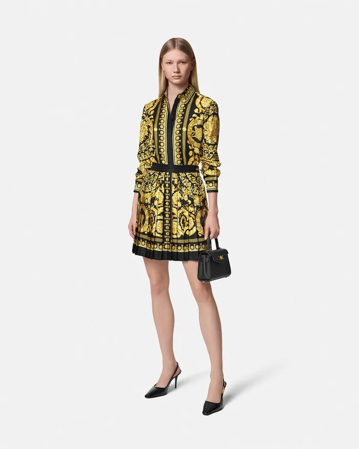 Shirts and Tops Women Versace Barocco Silk Shirt Blackprint