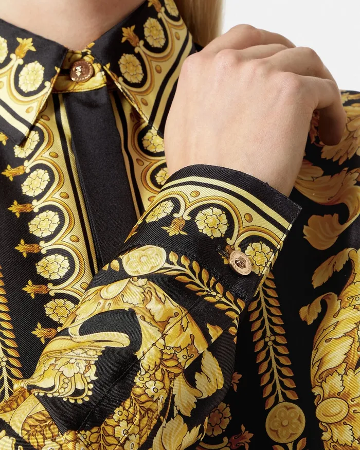 Shirts and Tops Women Versace Barocco Silk Shirt Blackprint